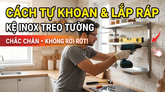Hướng dẫn cách tự khoan và lắp ráp kệ Inox treo tường chắc chắn, không lo rơi rớt