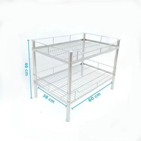 Kệ chén bát INOX 304 2 tầng 38x60x46 cm