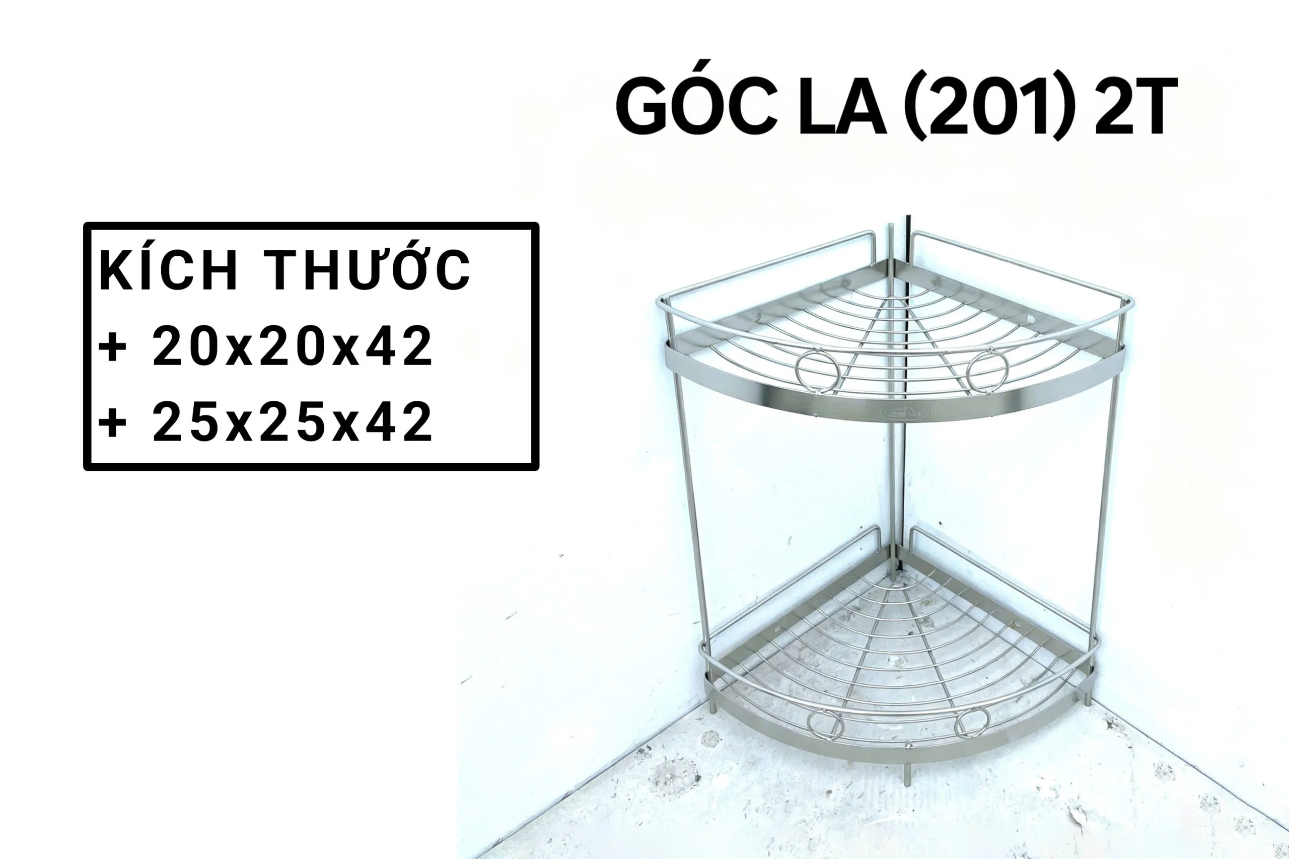 Kệ treo góc INOX LA 201 2 tầng
